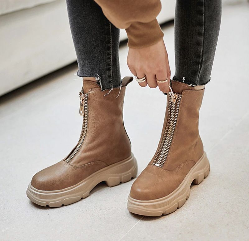 Samay Boots Enkelhoogte - Abrikoos Synthetische voering