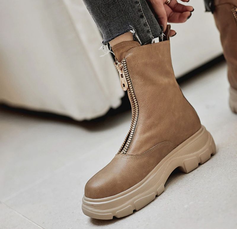 Samay Boots Enkelhoogte - Abrikoos Synthetische voering