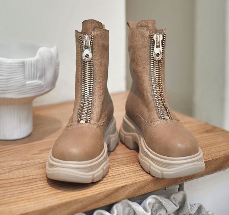 Samay Boots Enkelhoogte - Abrikoos Synthetische voering
