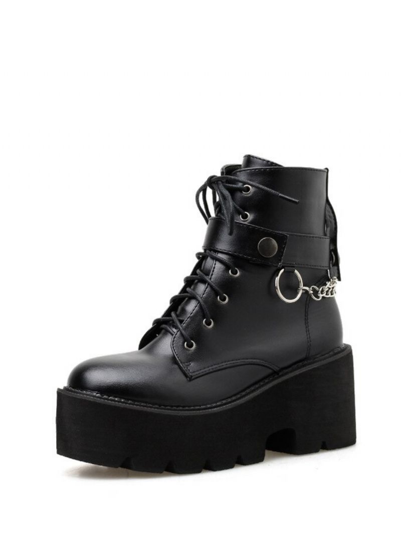 Samira Dames Zwarte Gothic Stijl Platform Laarzen
