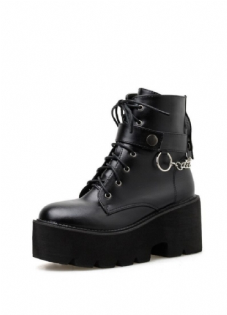 Samira Dames Zwarte Gothic Stijl Platform Laarzen