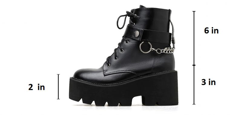 Samira Dames Zwarte Gothic Stijl Platform Laarzen - Zwart