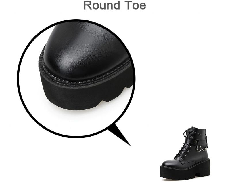 Samira Dames Zwarte Gothic Stijl Platform Laarzen - Zwart