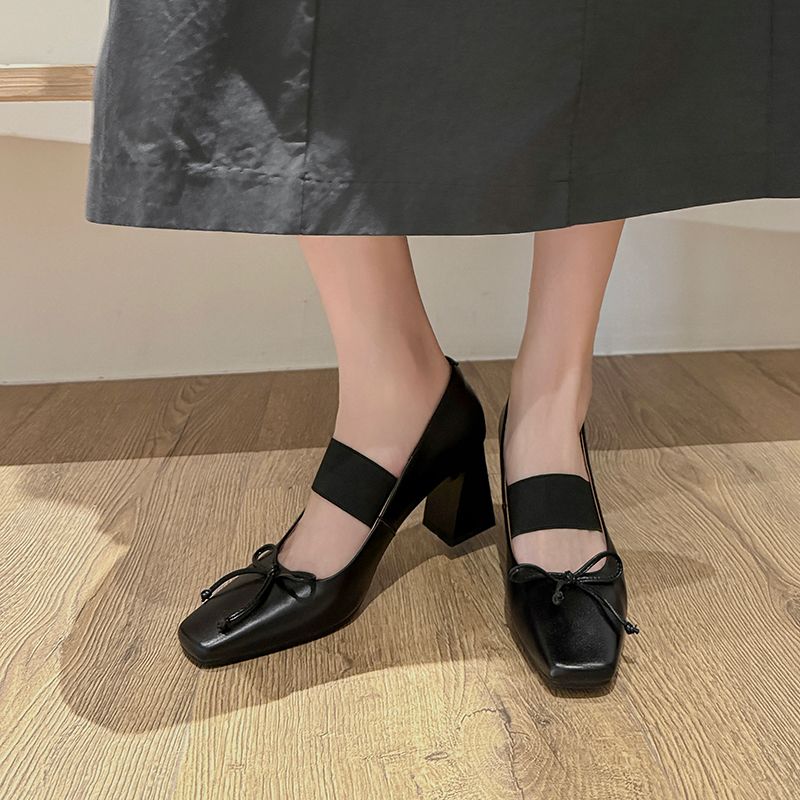 Sandy Dames Chunky Hak Elegante Pumps Schoenen - Zwart