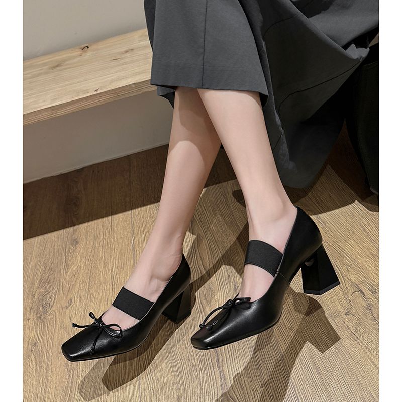 Sandy Dames Chunky Hak Elegante Pumps Schoenen - Zwart