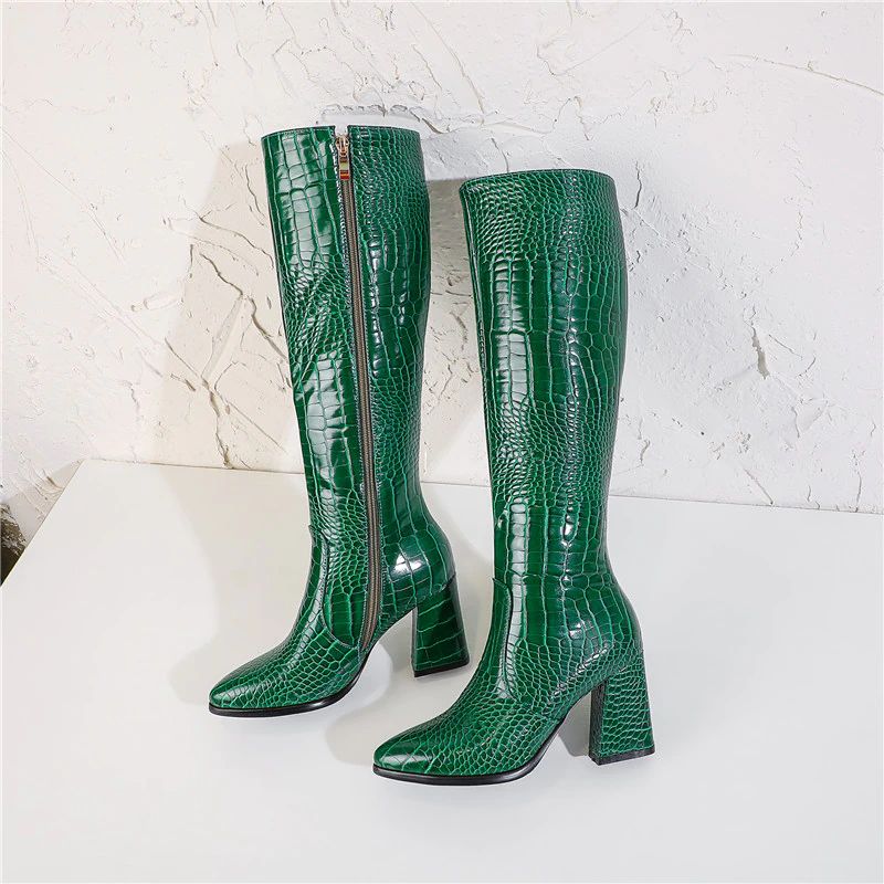 Sanz Dames Kniehoge Laarzen - Groen