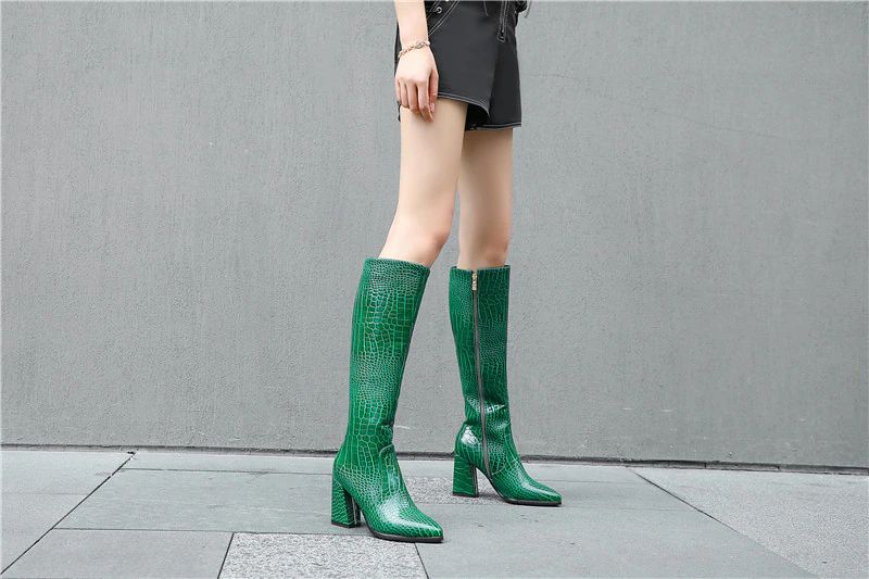 Sanz Dames Kniehoge Laarzen - Groen