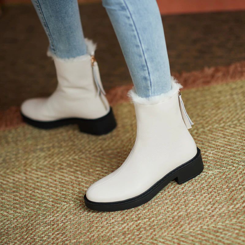 Sapene Dames Winter Leren Laarzen - Beige