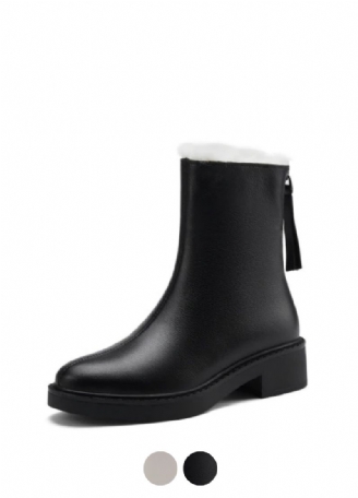 Sapene Dames Winter Leren Zwarte Laarzen