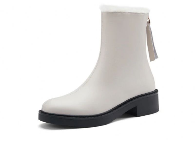Sapene Dames Winter Leren Zwarte Laarzen - Zwart