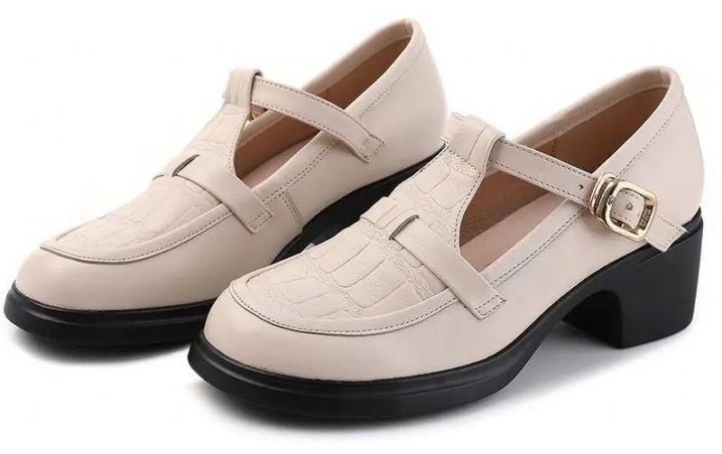 Sara Dames Vierkante Hak Pumps - Beige