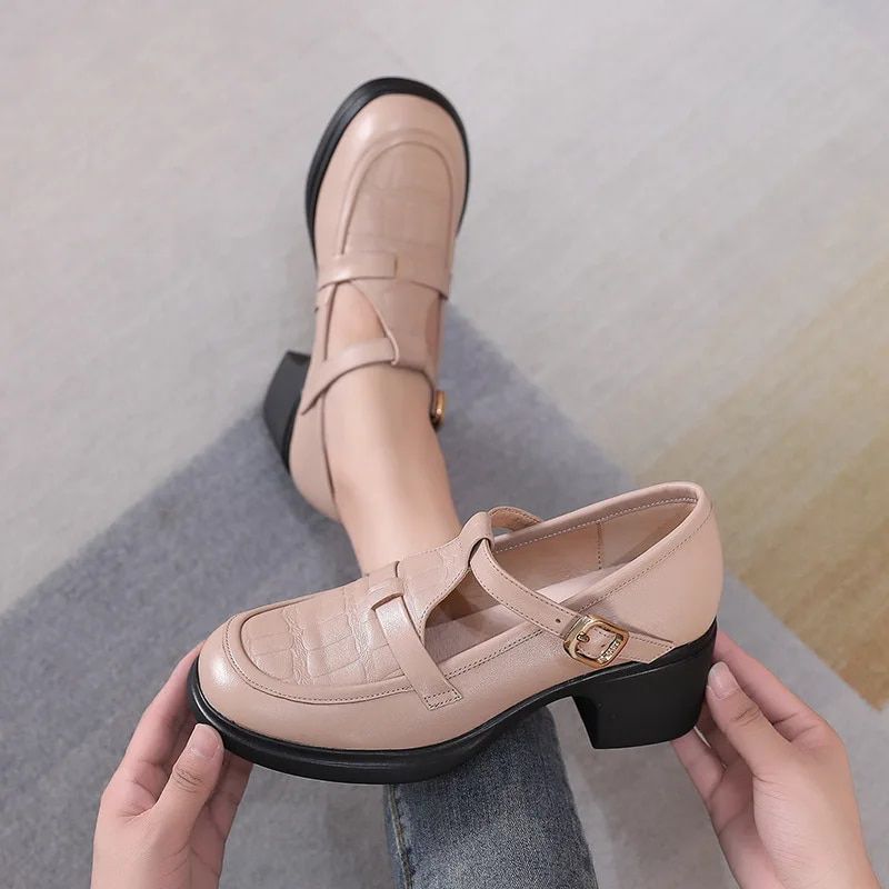 Sara Dames Vierkante Hak Pumps - Beige