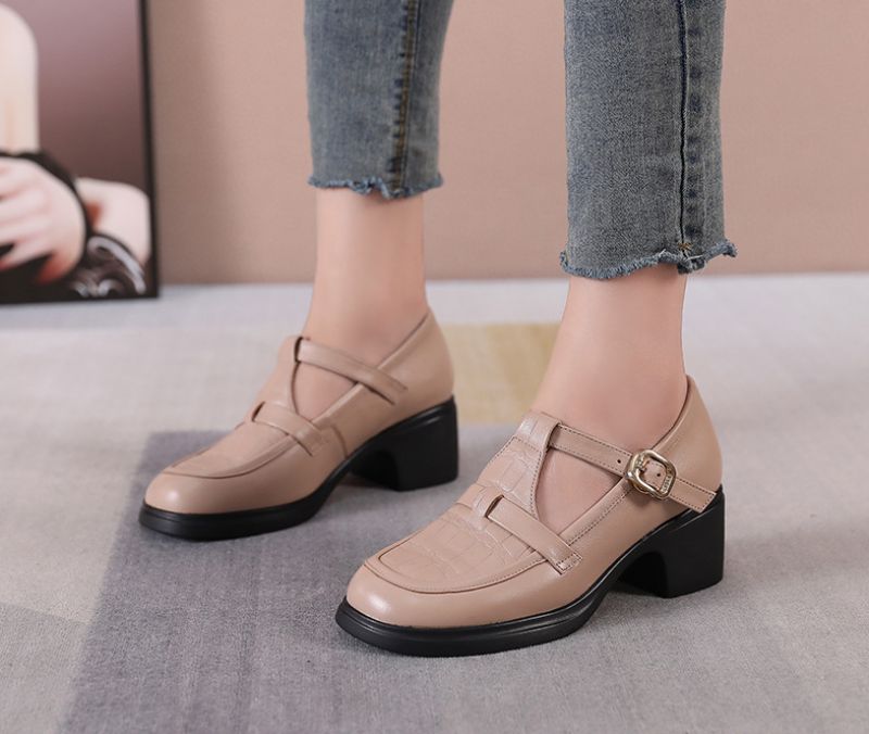 Sara Dames Vierkante Hak Pumps - Beige