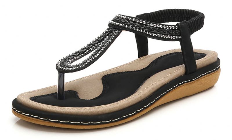 Sara Platte Zomersandaal Voor Dames - Zwart