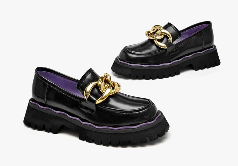 Sarcos Dames Platform Loafers Schoenen - Zwart