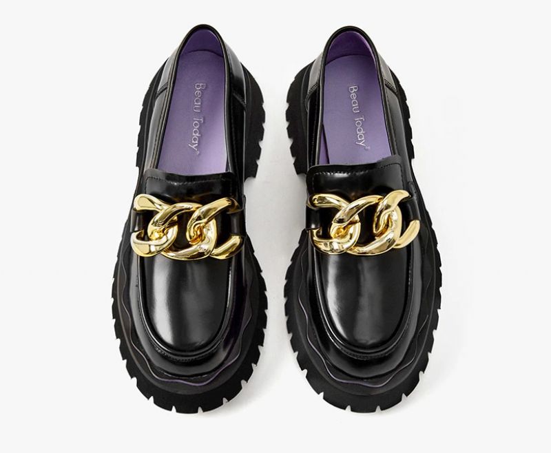 Sarcos Dames Platform Loafers Schoenen - Zwart