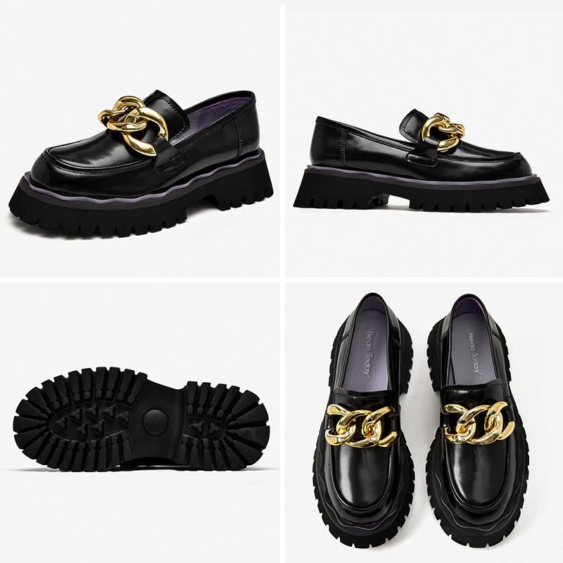 Sarcos Dames Platform Loafers Schoenen - Zwart