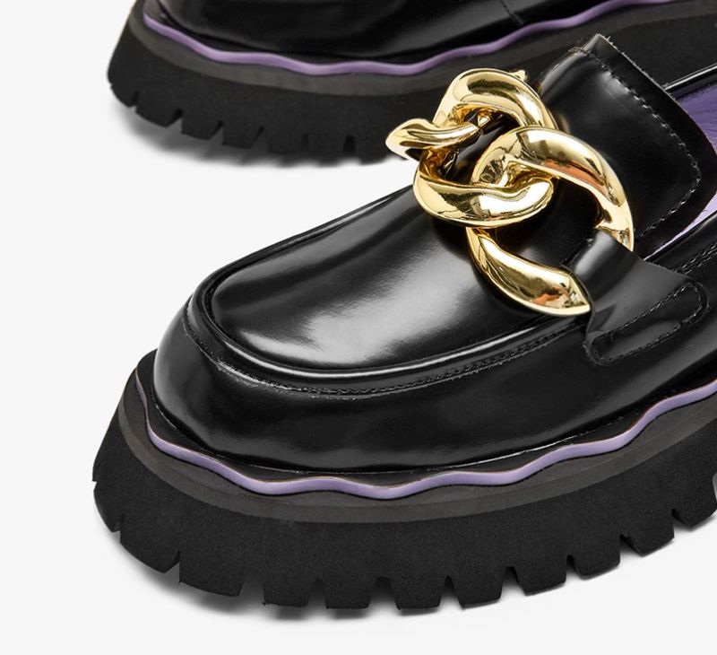 Sarcos Dames Platform Loafers Schoenen - Zwart