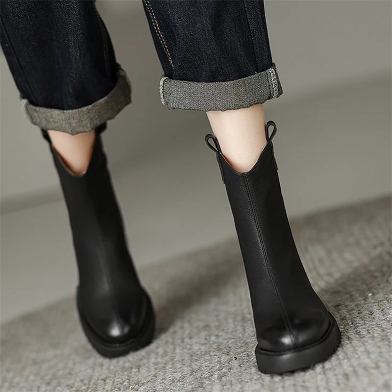 Sayuri Dames Western Short Winter Boots - Zwart