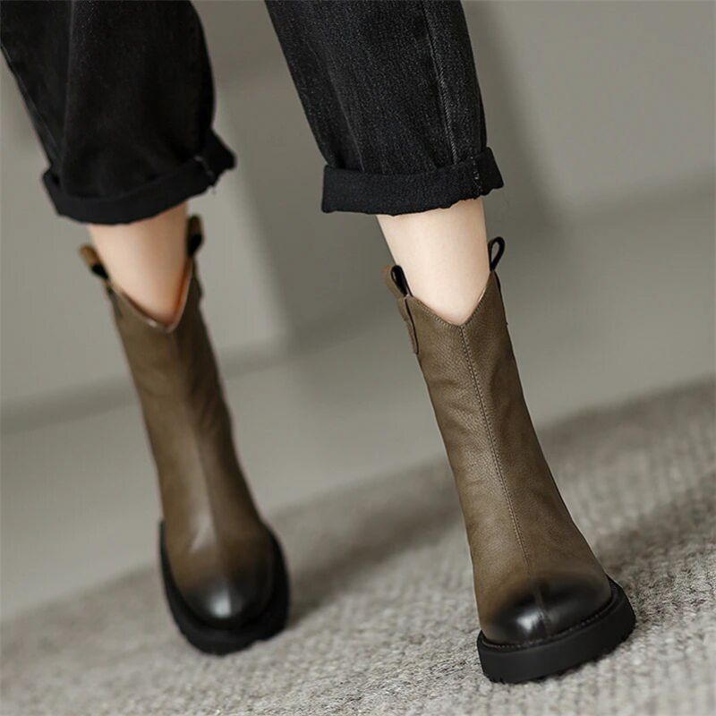 Sayuri Dames Western Short Winter Boots - Zwart
