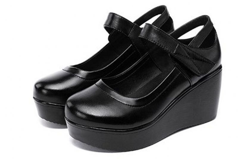 Scarlett Dames Platform Wedges Schoenen - Zwart