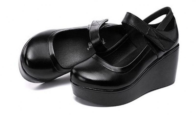 Scarlett Dames Platform Wedges Schoenen - Zwart