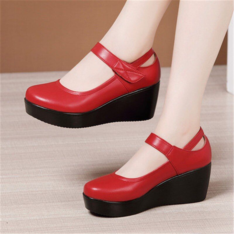 Scarlett Dames Platform Wedges Schoenen - Zwart