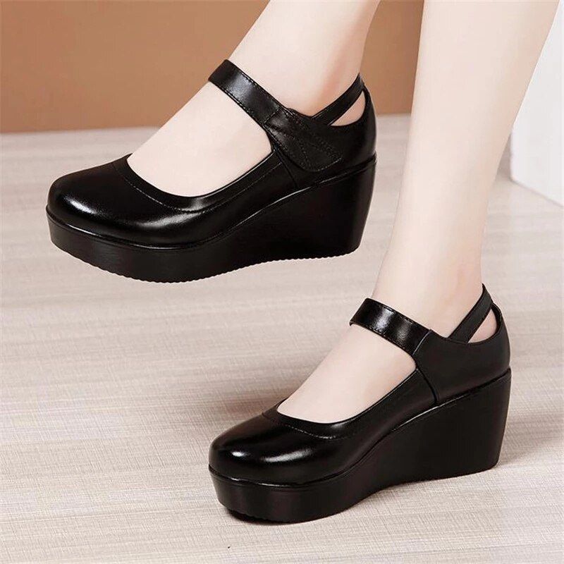 Scarlett Dames Platform Wedges Schoenen - Zwart