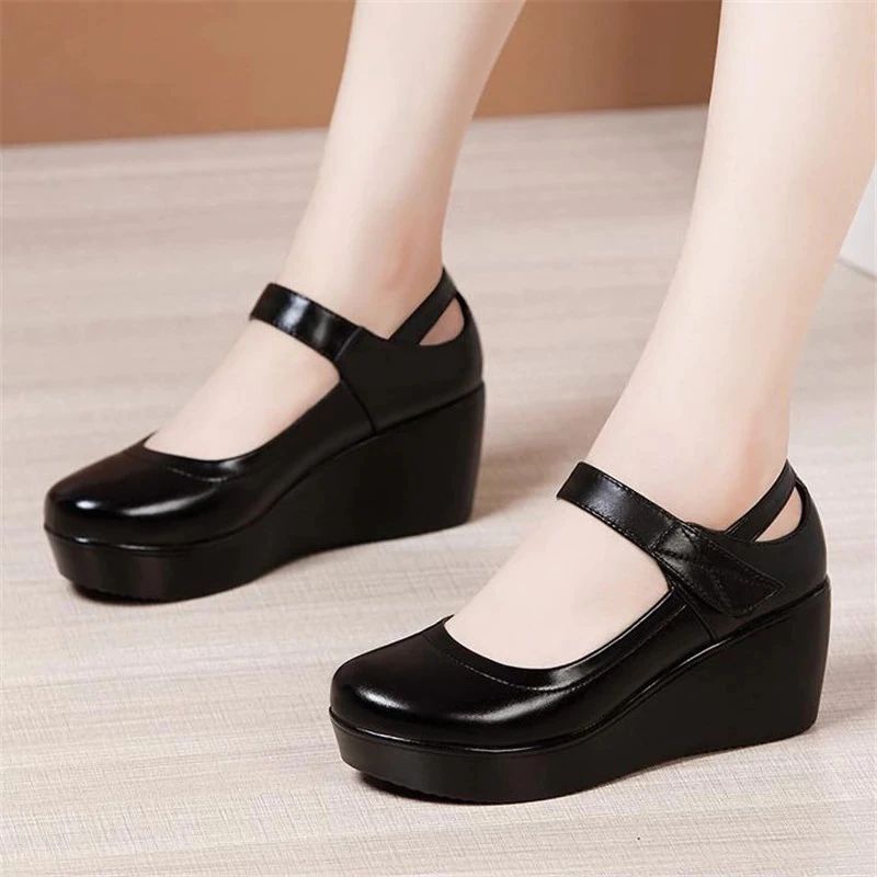 Scarlett Dames Platform Wedges Schoenen - Zwart
