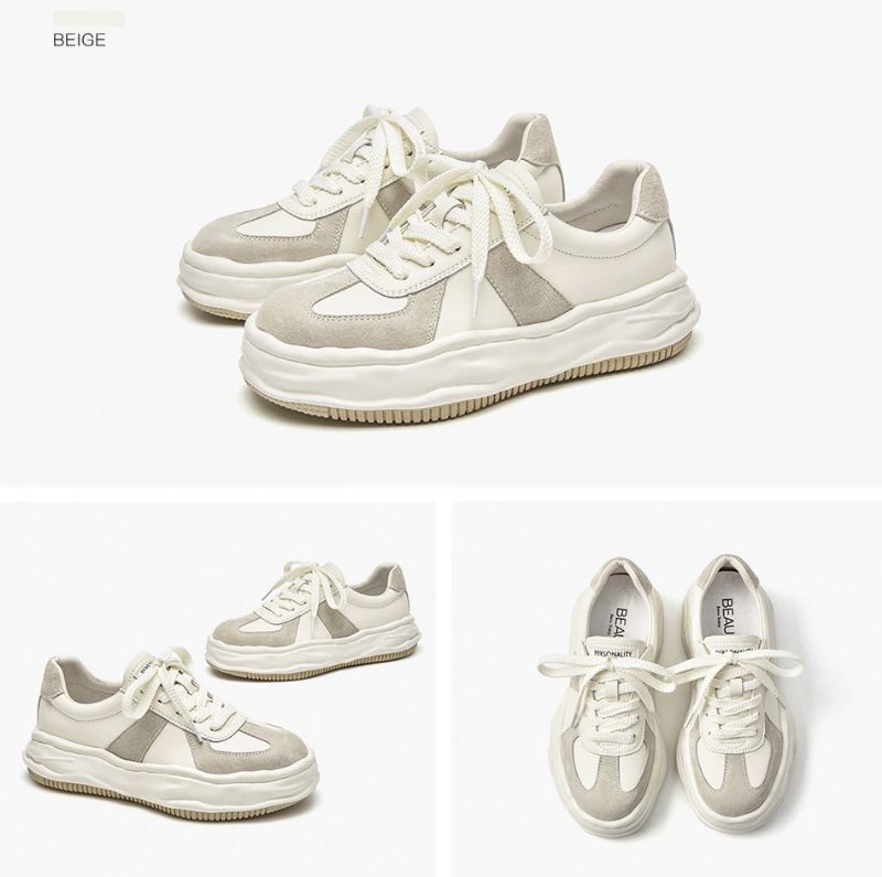 Shaina Dames Platform Sneaker - Beige