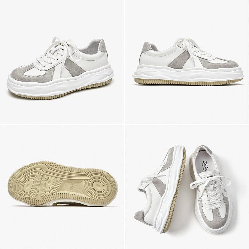 Shaina Dames Platform Sneaker - Beige