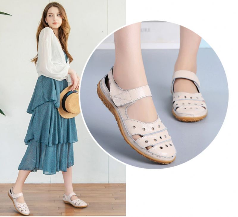 Shani Dames Gesloten Toe Sandalen - Beige