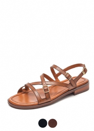Shantal Dames Echte Leren Cross Strap Sandalen