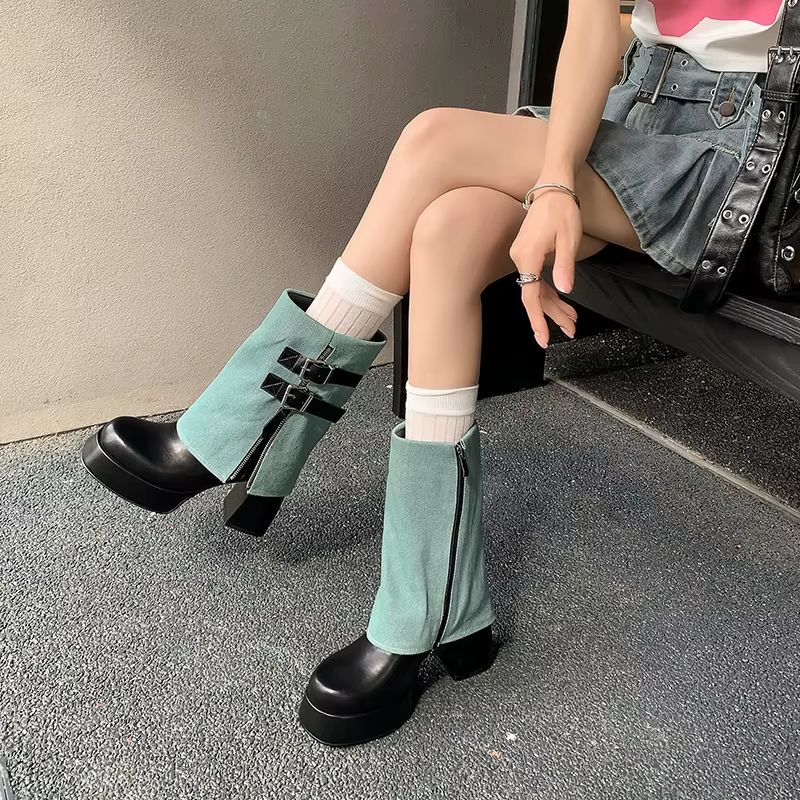 Shantal Dames Mid-calf Enkellaarsjes - Blauw