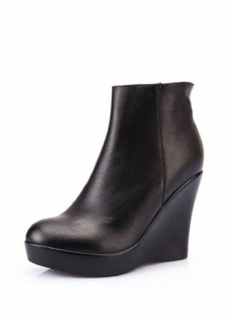 Shanty Dames Wedge Leren Enkellaarsjes
