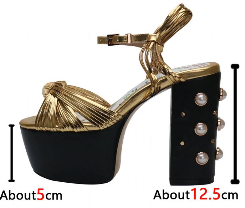 Sharif Dames Vintage Fashion Platform Hakken - Goud