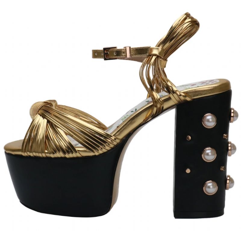 Sharif Dames Vintage Fashion Platform Hakken - Goud