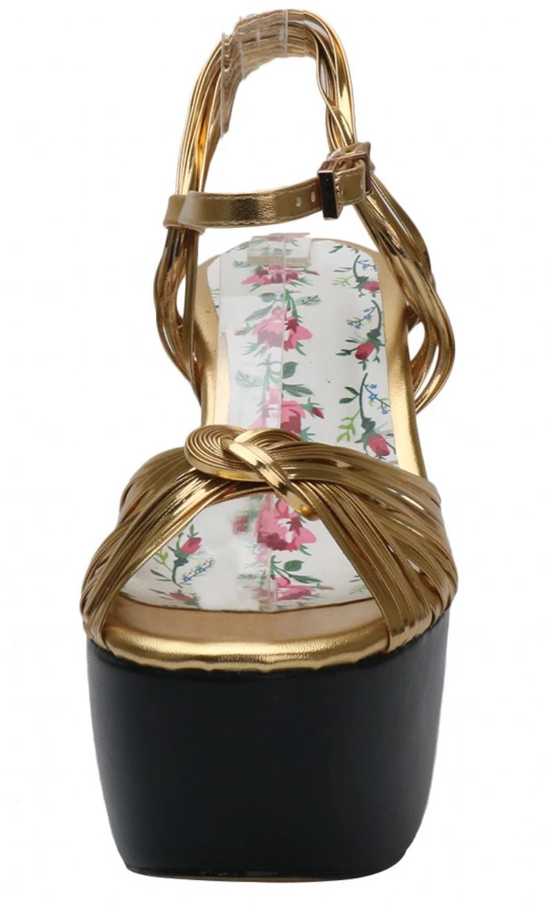 Sharif Dames Vintage Fashion Platform Hakken - Goud