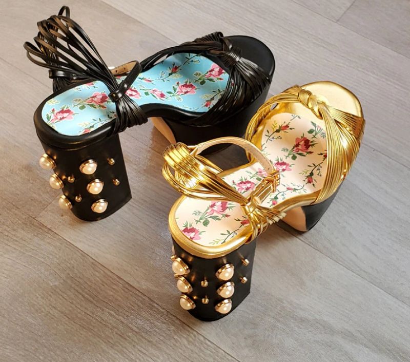 Sharif Dames Vintage Fashion Platform Hakken - Goud