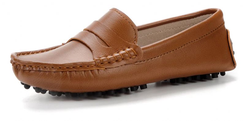 Sika Dames Platte Leren Loafer Schoenen - Bruin