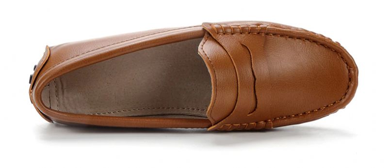 Sika Dames Platte Leren Loafer Schoenen - Bruin