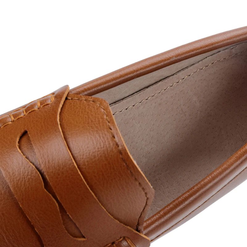 Sika Dames Platte Leren Loafer Schoenen - Bruin