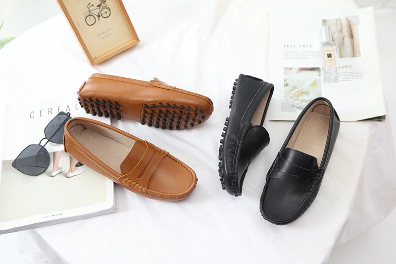Sika Dames Platte Leren Loafer Schoenen - Bruin