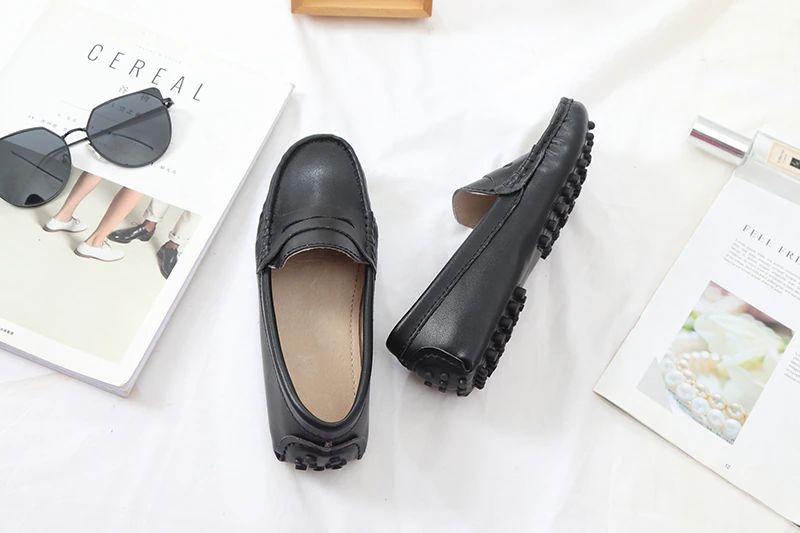Sika Dames Platte Leren Loafer Schoenen - Bruin