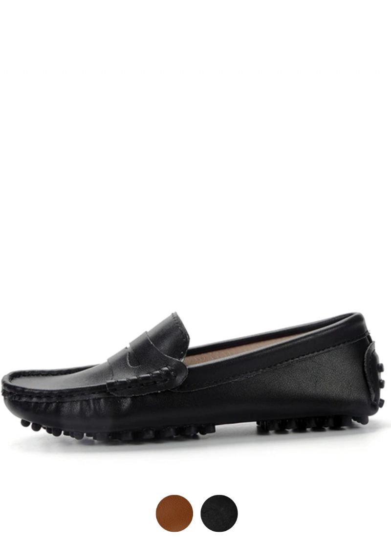 Sika Dames Platte Leren Loafer Zwarte Schoenen