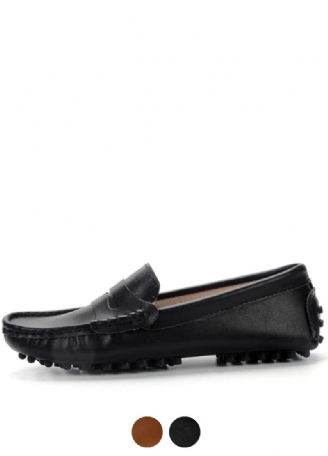 Sika Dames Platte Leren Loafer Zwarte Schoenen