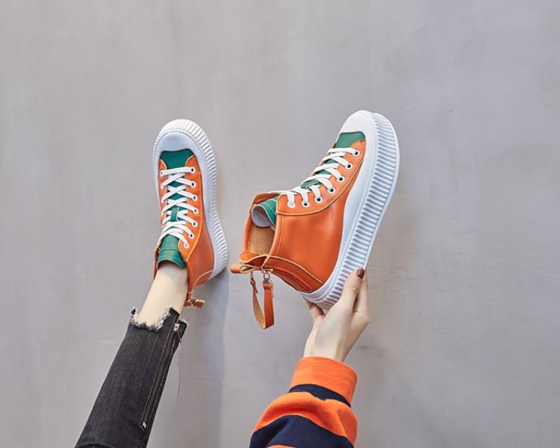 Silvana Dames Enkel Sneaker - Oranje