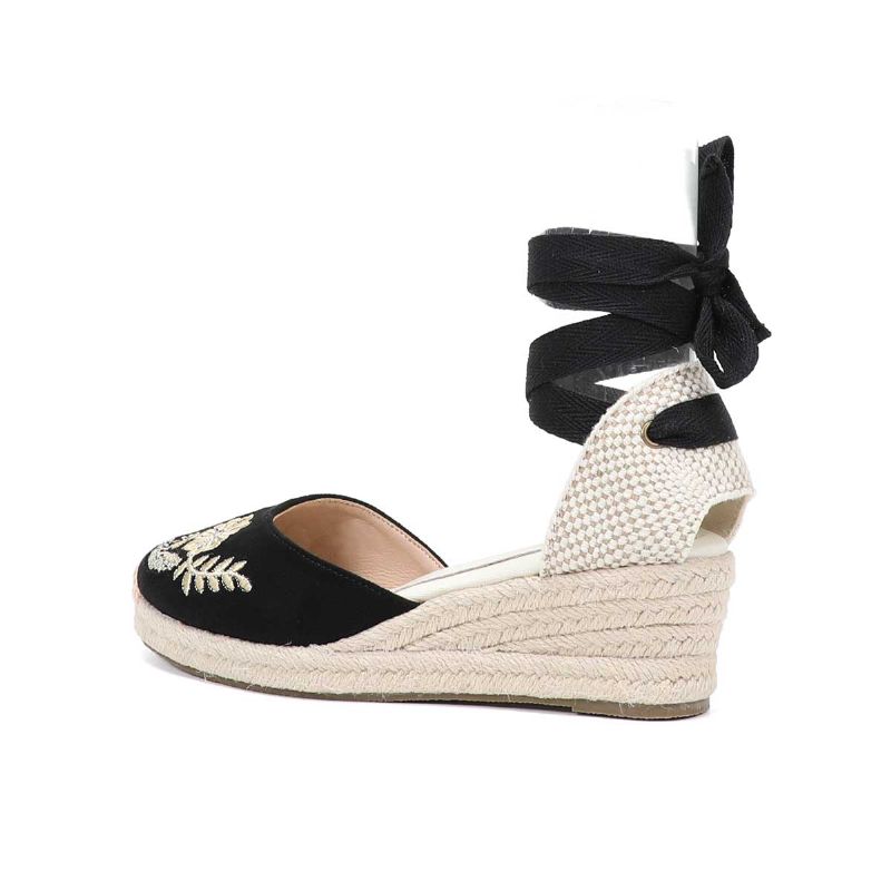 Silvana Dames Zomer Wedges Hak Band Sandalen - Zwart