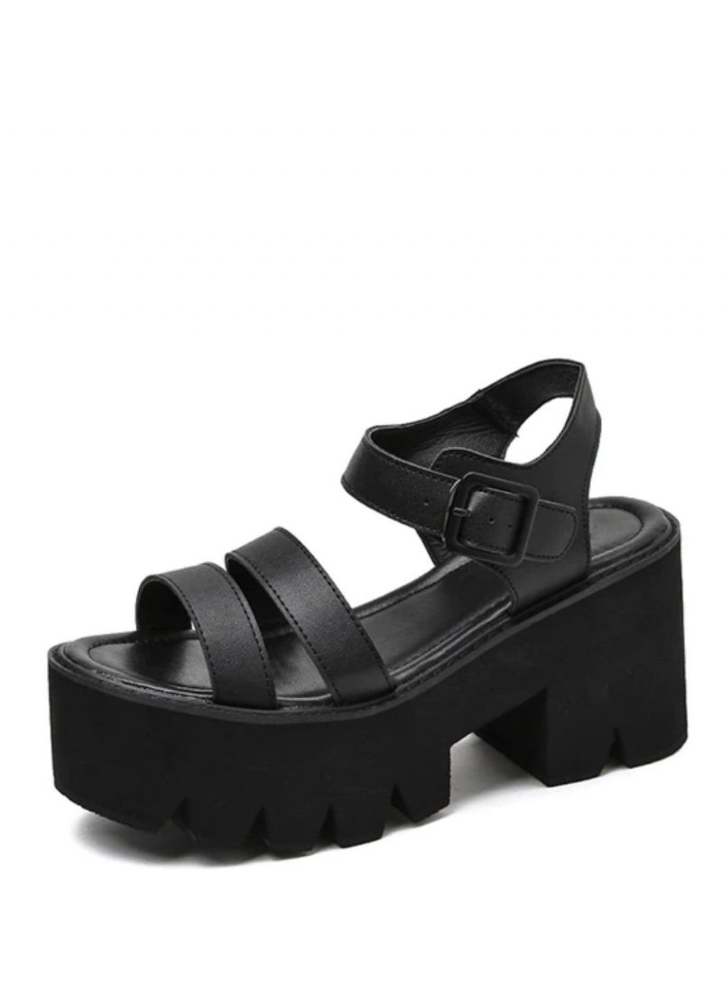 Silvana Dames Zwarte Platform Sandaal