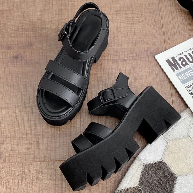 Silvana Dames Zwarte Platform Sandaal - Zwart